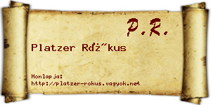Platzer Rókus névjegykártya